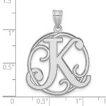 Large Sterling Silver Rhodium-plated Fancy Script Letter K Initial Pendant - Image 4