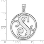 Large Sterling Silver Rhodium-plated Fancy Script Letter S Initial Pendant - Image 4