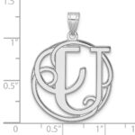 Large Sterling Silver Rhodium-plated Fancy Script Letter U Initial Pendant - Image 4
