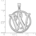 Large Sterling Silver Rhodium-plated Fancy Script Letter W Initial Pendant - Image 4