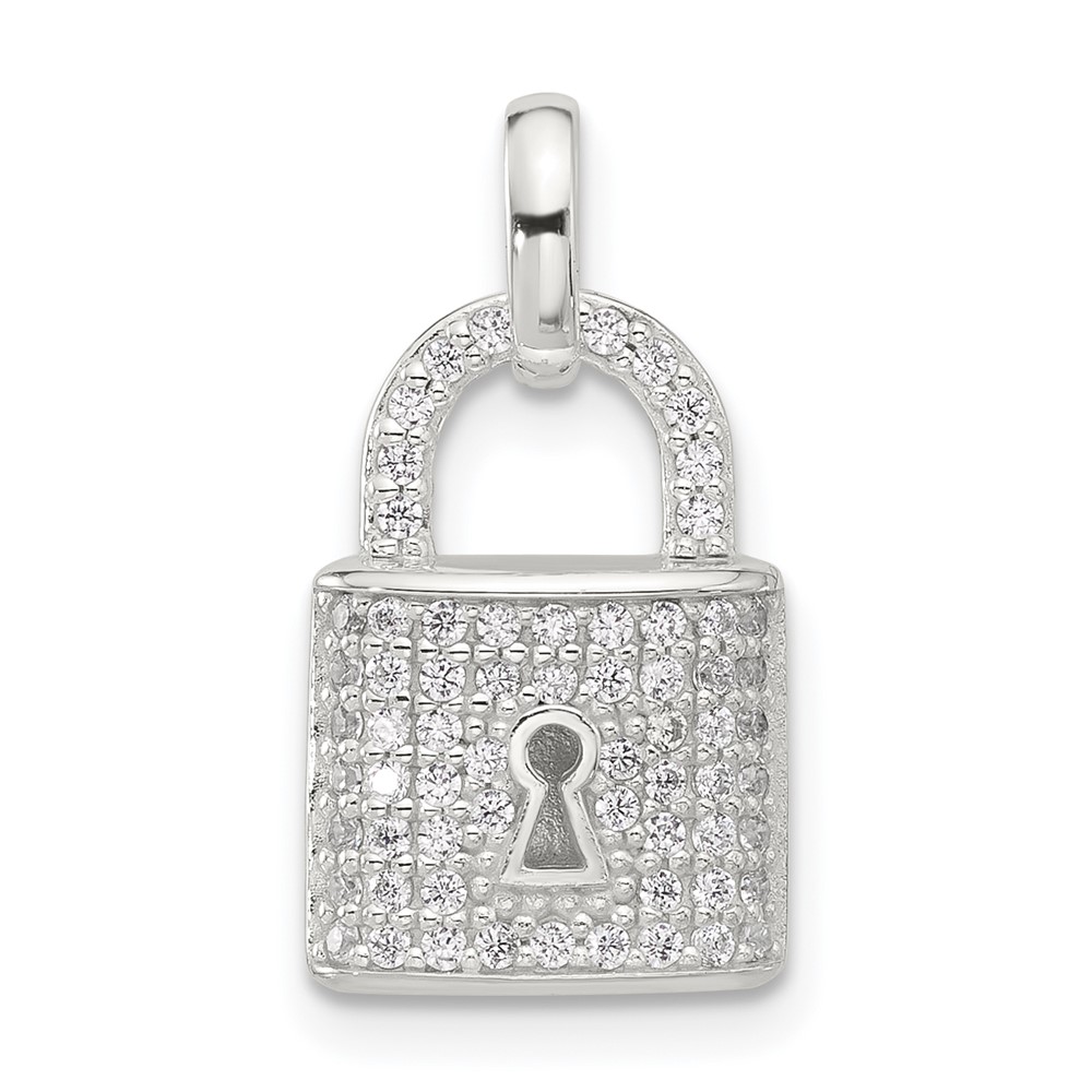 QC11259.jpg Sterling Silver E-coated CZ Lock Pendant - Image 1
