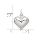 Sterling Silver Polished Puffed Heart Pendant - Image 4