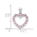 Sterling Silver Rhodium-plated Pink CZ Heart Pendant - Image 4