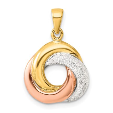 Sterling Silver with Rose and Gold-tone Laser Texture Knot Pendant