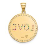 Sterling Silver Gold-tone Rainbow CZ Love Disc Pendant - Image 3