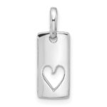 Sterling Silver Rhodium-plated Rectangle Cutout Heart Pendant