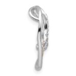 Sterling Silver Rhodium/Rose Gold-plated CZ Heart with Footprint Pendant - Image 2