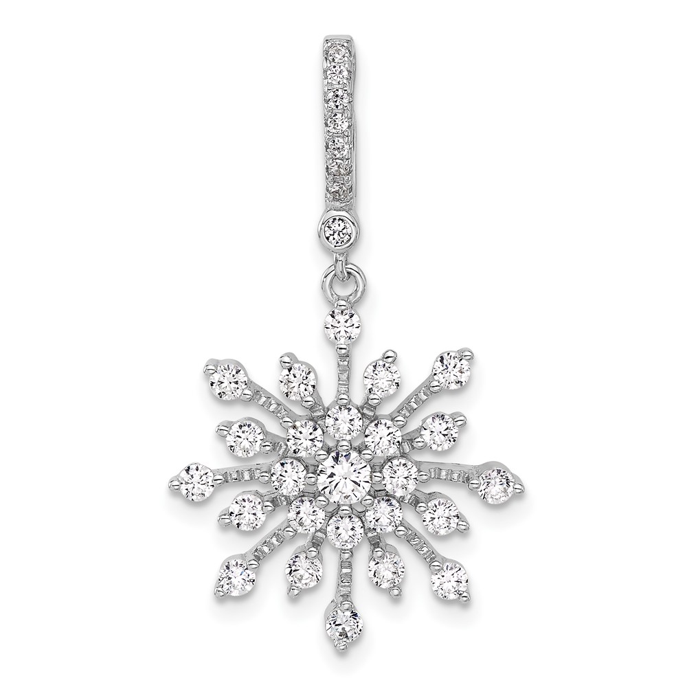 QC11307.jpg Sterling Silver Rhodium-plated CZ Snowflake Pendant - Image 1