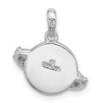 Sterling Silver Rh-plated Polished Round Blue Enamel CZ Planet Pendant - Image 3