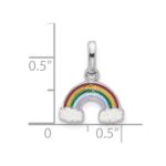 Sterling Silver Rhodium-plated Enameled Glitter Rainbow Pendant - Image 4