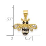 Sterling Silver Gold-tone Black Rhodium-plated Bee with CZ Pendant - Image 4