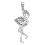Sterling Silver Rhodium-Plated Polished Flamingo Pendant - Image 3