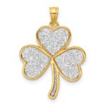 Sterling Silver Polished Gold-tone Glitter Paper Clover Pendant