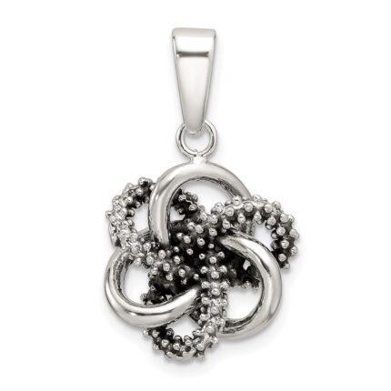 Sterling Silver Antiqued and Polished Love Knot Pendant