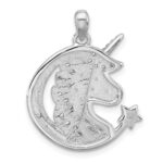 Sterling Silver Rh-plated Polished CZ Unicorn YOU ARE MAGICAL Pendant - Image 3
