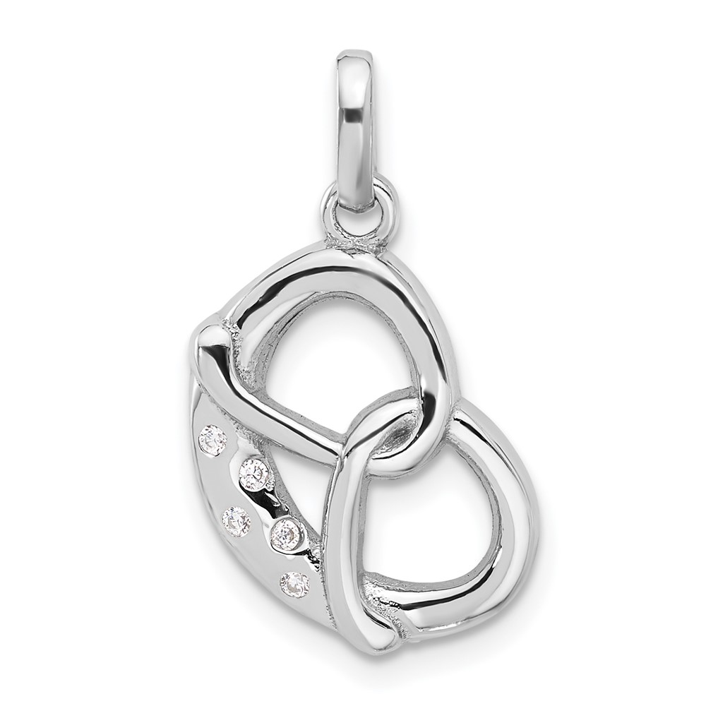 QC11375.jpg Sterling Silver Rhodium-plated CZ Pretzel Pendant - Image 1