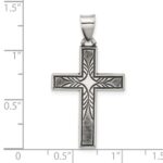 Sterling Silver Antiqued Solid Textured Cross Pendant - Image 4