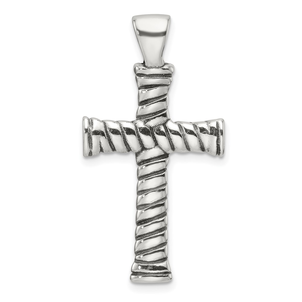 QC11396.jpg Sterling Silver Polished and Antiqued Cross Pendant - Image 1