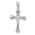 Sterling Silver Rhodium-plated CZ Budded Cross Pendant - Image 3