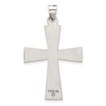 Sterling Silver Antiqued Solid Textured Cross Pendant - Image 3