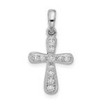 Sterling Silver Rhodium-plated CZ 2 Piece Cross Pendant - Image 4