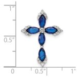 SS Flash Platinum-plated Synthetic Blue Spinel and CZ Cross Chain - Image 4