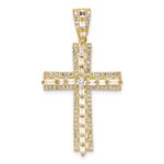 Sterling Silver Gold-tone CZ Latin Cross Pendant