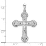 Sterling Silver Rhodium-plated CZ Cross Pendant - Image 4