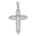 Sterling Silver Rhodium-plated CZ Cross Pendant - Image 3