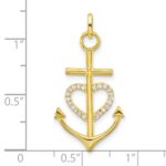 Sterling Silver Gold-tone Cross CZ Heart Anchor Pendant - Image 4