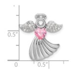 SS Rhodium-plated Pink and Clear CZ Angel Chain Slide Pendant - Image 4
