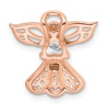 Sterling Silver Rose Gold-plated CZ Angel Chain Slide Pendant - Image 3