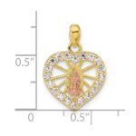 SS Gold and Rose-tone CZ Our Lady of Guadalupe Heart Pendant - Image 4