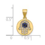 SS Gold-tone Black Rhodium CZ and Nano Crystal Hamsa Pendant - Image 4