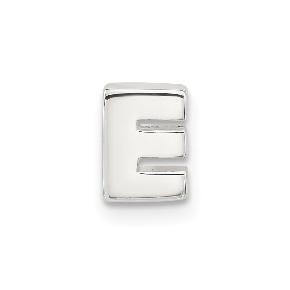 QC11488E.jpg Sterling Silver E-coated Letter E Slide Charm - Image 1