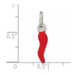 Sterling Silver Red Enamel Italian Horn Pendant - Image 4