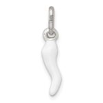 Sterling Silver White Enamel Italian Horn Pendant - Image 3
