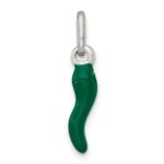 Sterling Silver Green Enamel Italian Horn Pendant