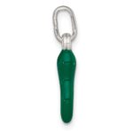 Sterling Silver Green Enamel Italian Horn Pendant - Image 2