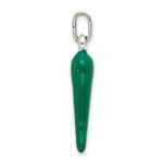 Sterling Silver Green Enamel Italian Horn Pendant - Image 2