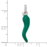 Sterling Silver Green Enamel Italian Horn Pendant - Image 4