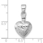 Sterling Silver Rhodium-plated Polished and Textured Heart with Leaves Ash Holder Pendant - Image 5