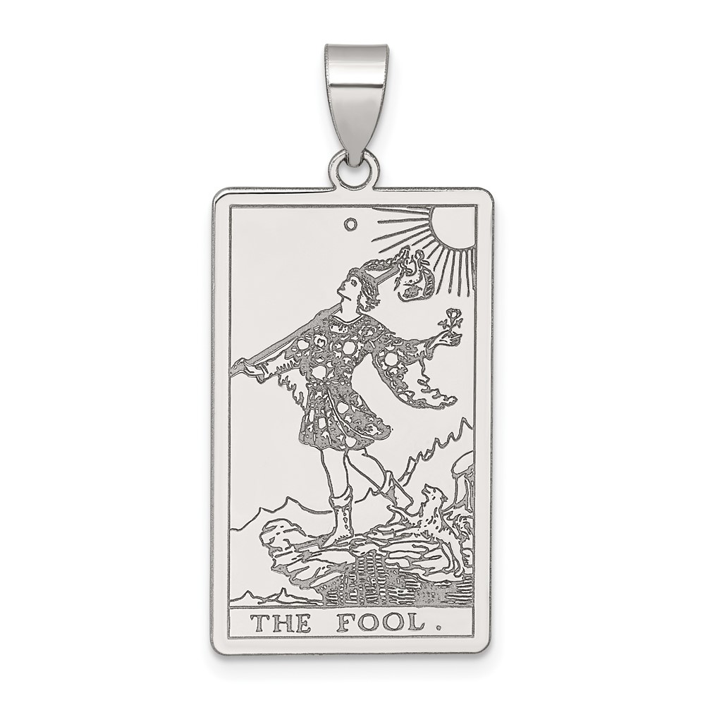 QC11510.jpg Sterling Silver The Fool Tarot Card Pendant - Image 1