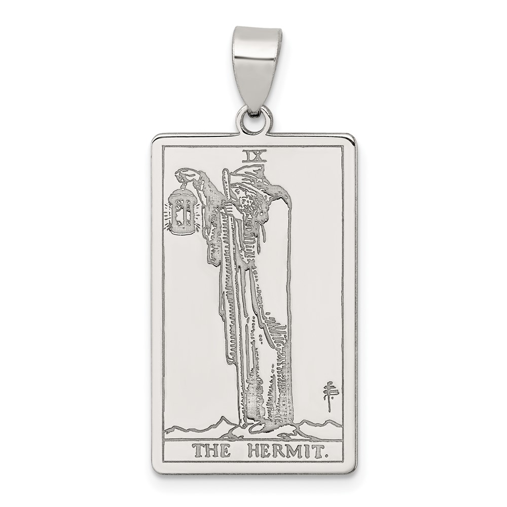 QC11519.jpg Sterling Silver The Hermit Tarot Card Pendant - Image 1