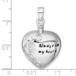 Sterling Silver Rhodium-plated Polished Enameled ALWAYS IN MY HEART Ash Holder Pendant - Image 5
