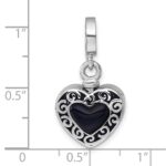 Sterling Silver Rhodium-plated Onyx Enameled Heart Ash Holder Bead/Pendant - Image 5