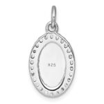 Sterling Silver Rhodium-plated Polished CZ Engraveable Oval Pendant - Image 3