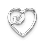 Sterling Silver Rhodium-plated Polished CZ Heart Chain Slide Pendant - Image 3