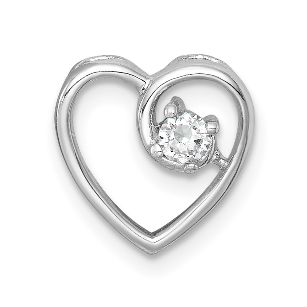 QC11549.jpg Sterling Silver Rhodium-plated Polished CZ Heart Chain Slide Pendant - Image 1