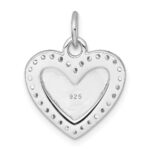 Sterling Silver Rhodium-plated Polished CZ Engraveable Heart Pendant - Image 3